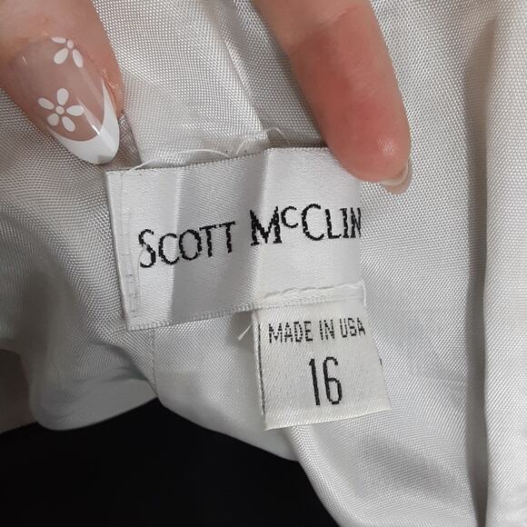 Vintage Scott McClintock 1980s Black Satin Ballgown Black Tie Evening Gown Sz 16 - Picture 7 of 14